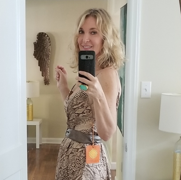 Silk Charmeuse Snakeprint Maxi Party Dress, Ramy Brook NWT - Picture 3 of 12